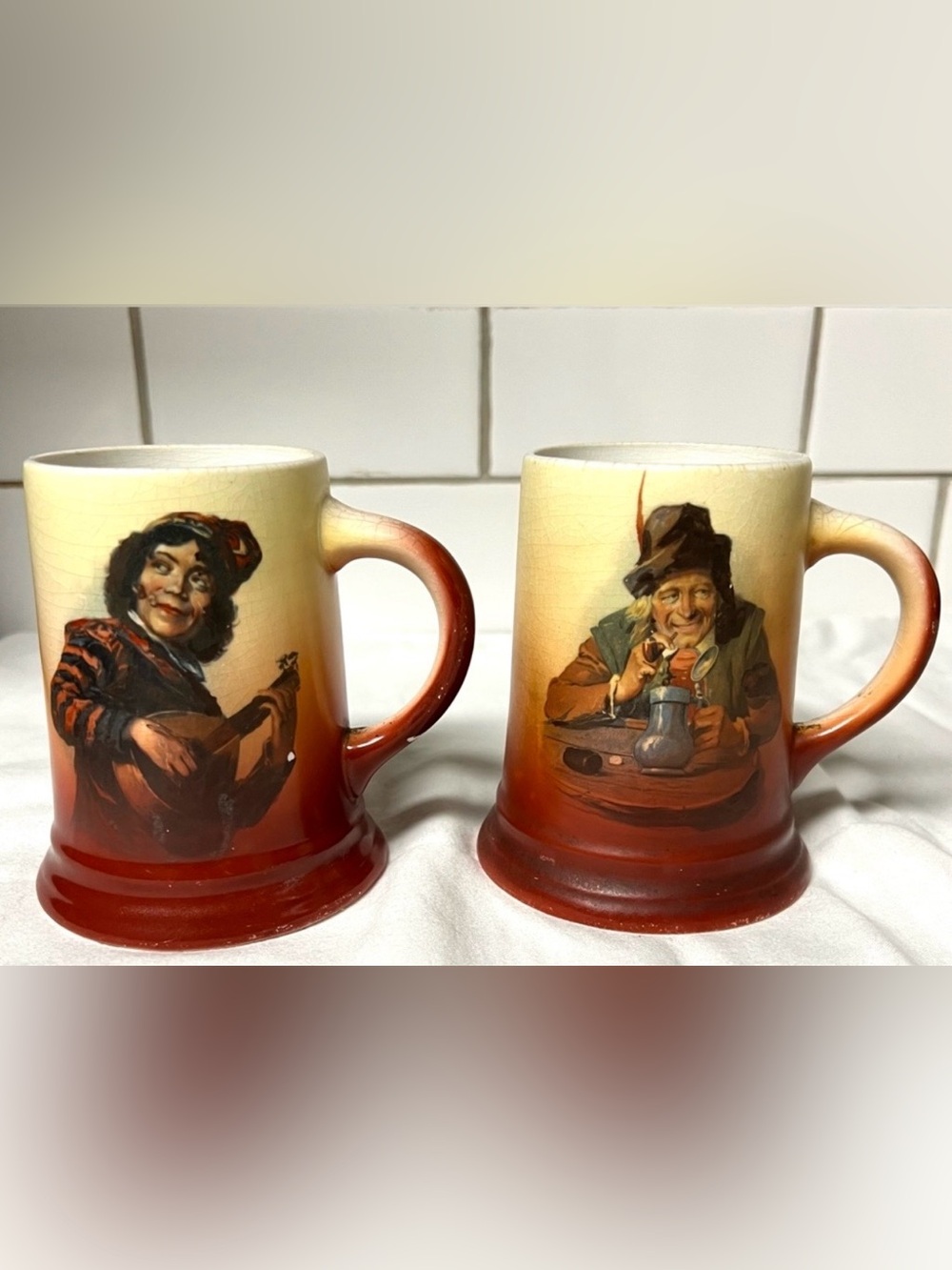 Vintage Heurich Brewery Beer Mugs Collectible Breweriana Set of 2